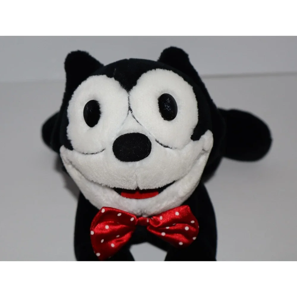 1997 Vintage Felix the Cat Plush A&A Black White Red Bow Tie Laying Toy 12 inch